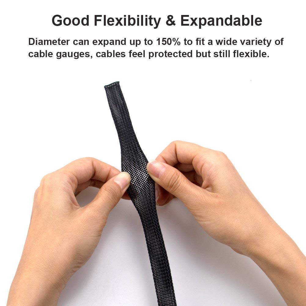 100ft - 1/4 inch PET Expandable Braided Sleeving – BlackRed – Alex Tech  Braided Cable Sleeve : : Tools & Home Improvement