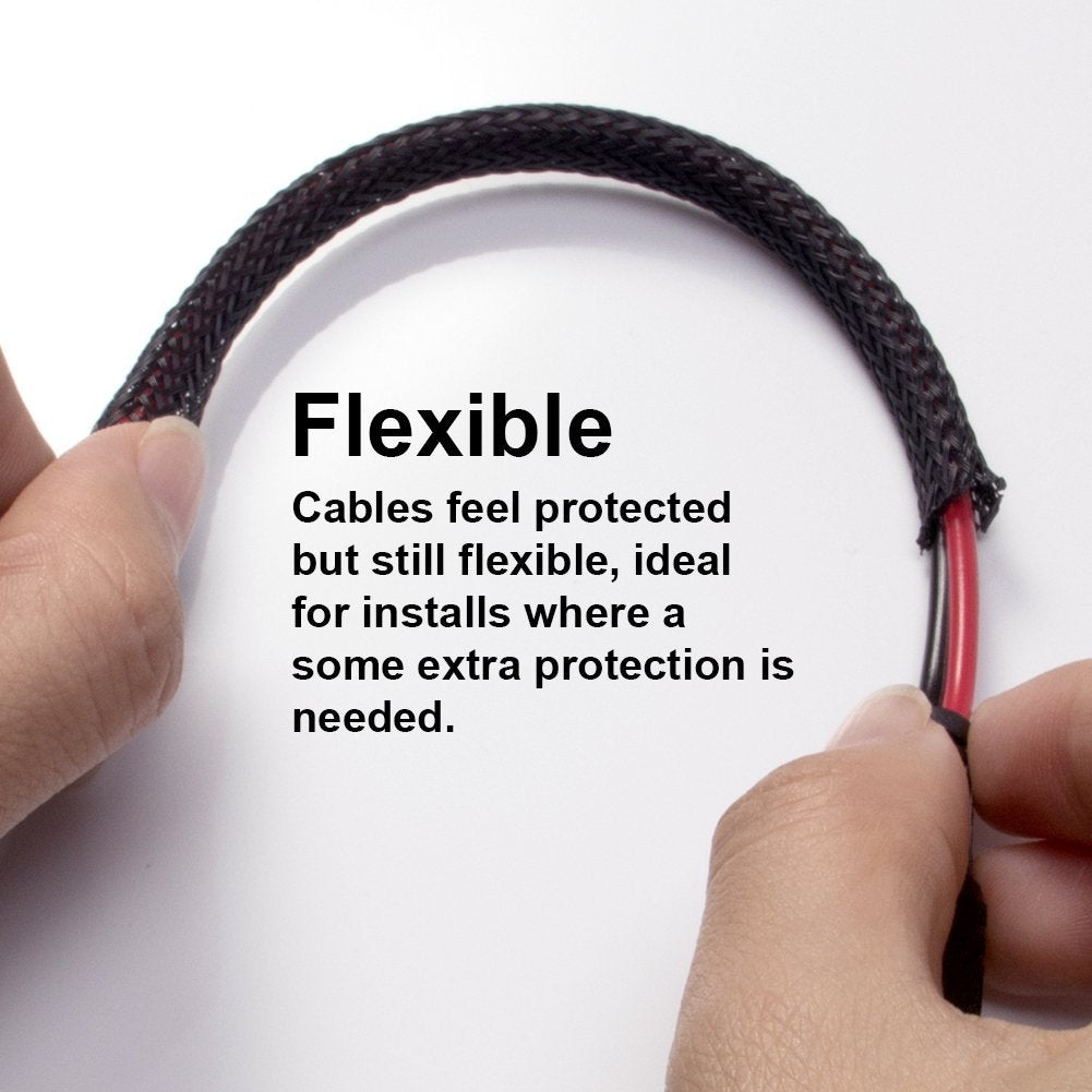100ft - 1 inch PET Expandable Braided Sleeving – Black – braided cable  sleeve 